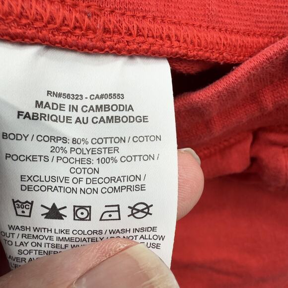 Nike Shorts Mens Small Red Fleece Raw Hem Drawstring Big Swoosh Logo Athletic - Picture 4 of 8